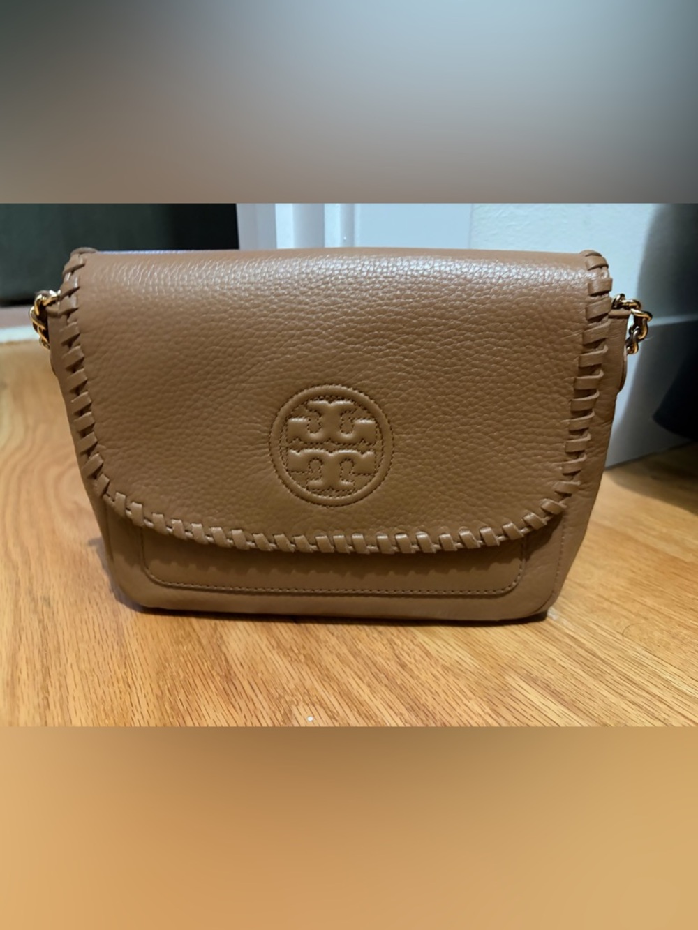 Tory Burch Brown Whipstitch Leather Crossbody